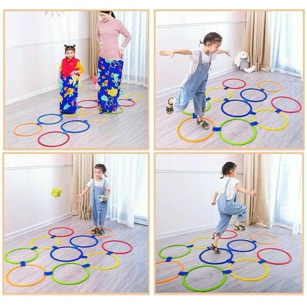 28/38cm Sensory Indoor Outdoor Toys for Kids Children Brain Games Hopscotch Jump Circle Rings Set Sports Entertainment Toy