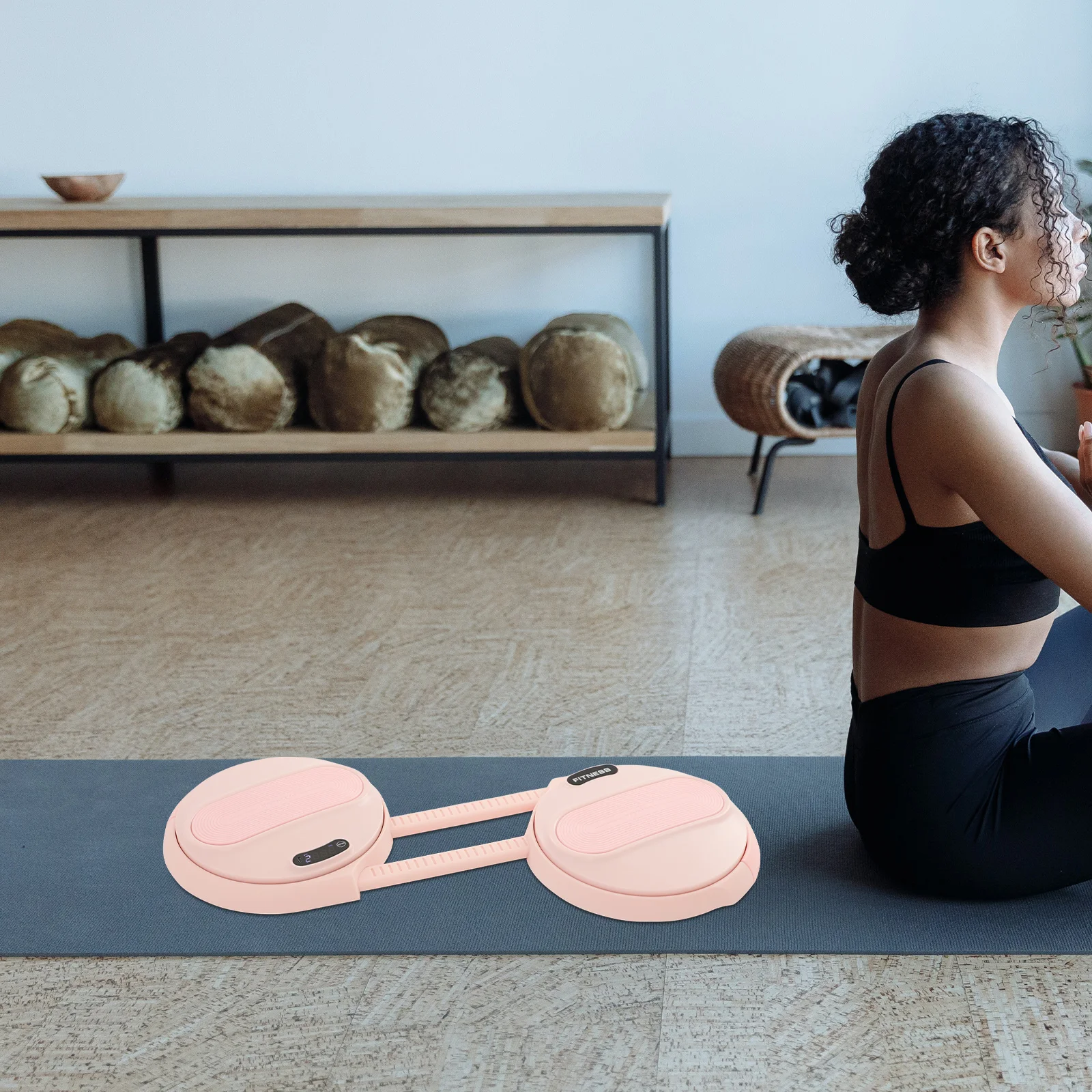 لوحة ABS Ab Twister، تعديل طول قرص الخصر المستدير باللون الرمادي/الوردي لممارسة Ab