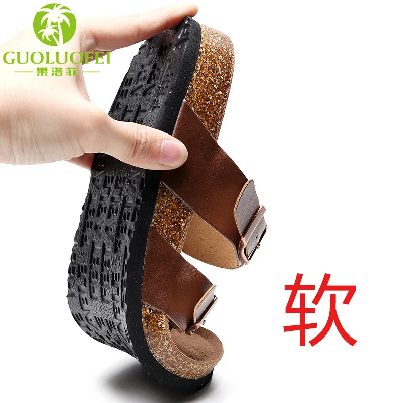 Original Leather Adult Sandals High Quality Clamp Flip Flop Men Women Cork Sole Fashion Summer Retro Walking Shoes Slippers