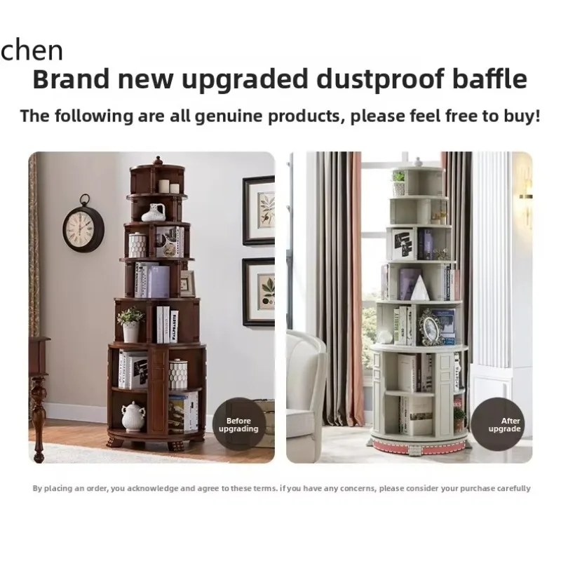YFY Solid Wood Storage Rack Rotating Bookshelf Small Bookcase Floor Display Rack