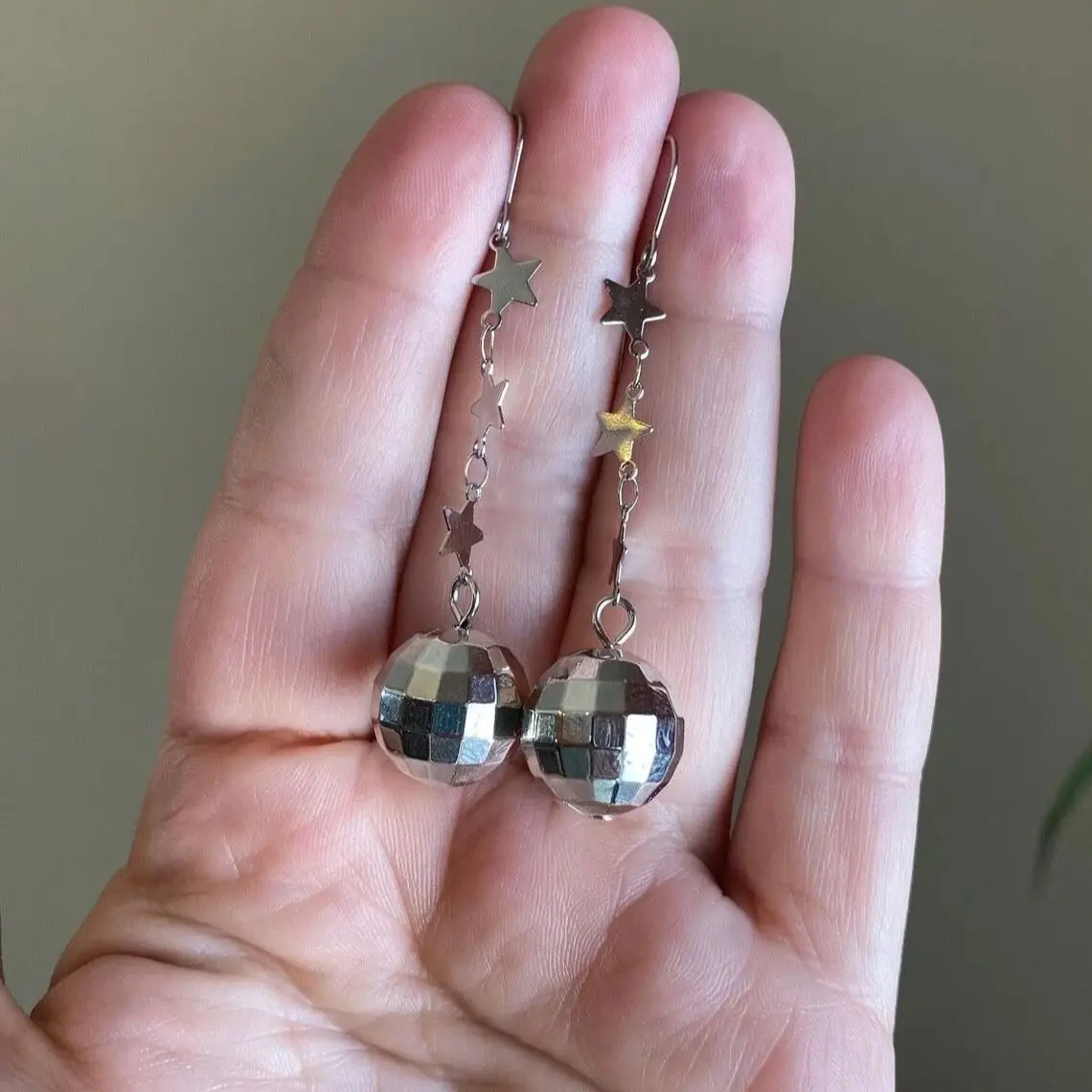 The Og Mirrorball Star Earrings Fashion Shining Disco Ball Drop Earring for Song Fans Concert Outfits Woman Jewelry