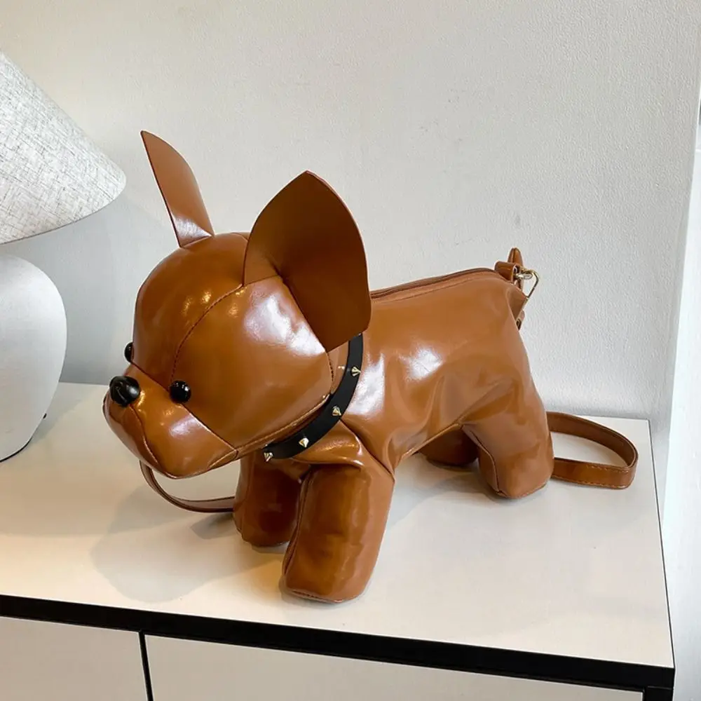 

Сумка для собаки в форме бульдога, сумка из искусственной кожи с трехмерными животными, сумка через плечо с милым мультяшным рисунком, уличная сумка через плечо