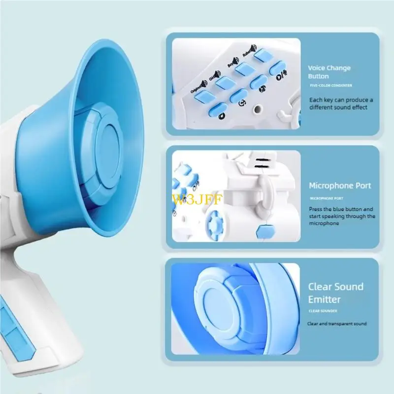 W3JF Trocador voz portátil Megafone Gravador alto-falante portátil com múltiplos efeitos para festas, pegadinhas viagem
