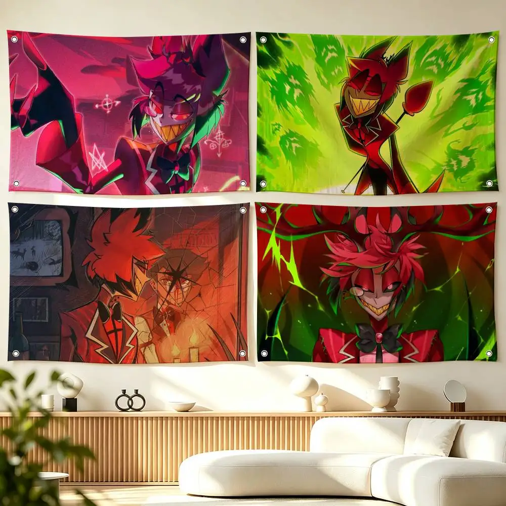 A-Alastor Hazbin Hotel Animation  Flags Wall Hanging Tapestry Outdoor Garage Room Decorative flag Background Blanket