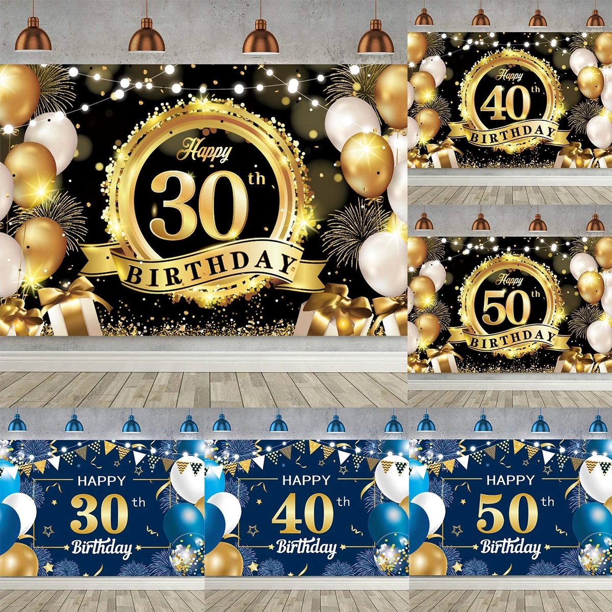 

Black Gold Birthday Party Backgroud 30 40 50 Years Old Birthday Decorations Adult Retirement Party Birthday Backgroud Backdrop