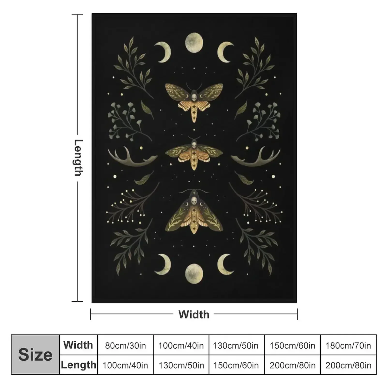 Death Head Moths Night Throw Blanket christmas gifts Multi-Purpose Personalized Gift Bed covers Sleeping Bag Retros Blankets