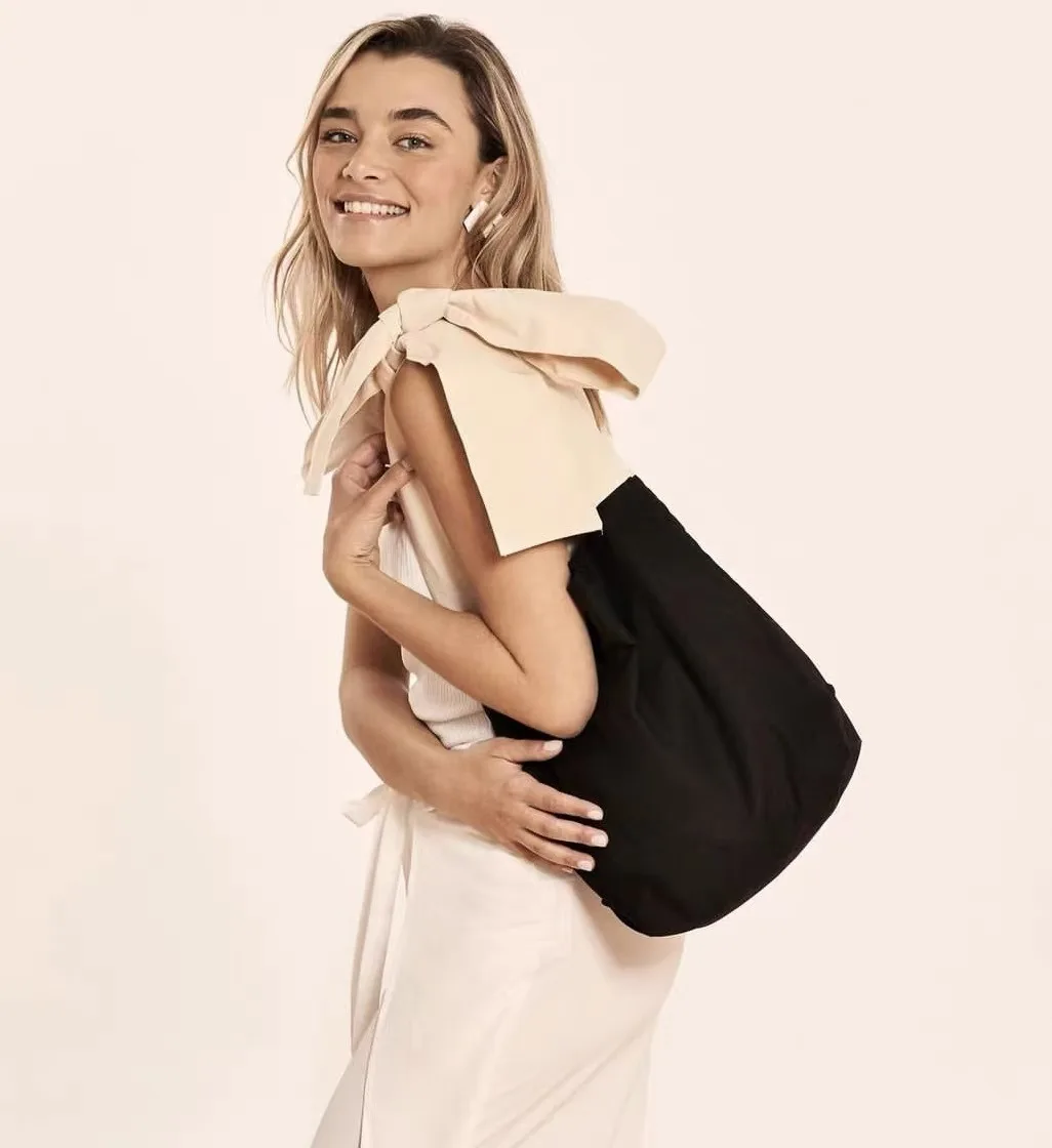 Papiroga Spanish style bow shoulder bag, contrasting straps, adjustable back, shoulder bag, dopamine armpit bag, cloth bag