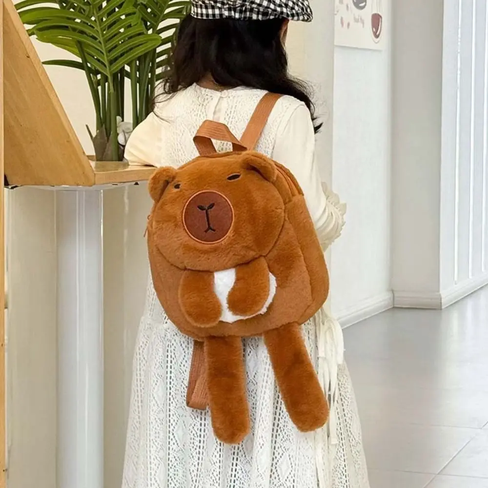 Mode Kawaii Cartoon Capibara Rugzak Lange Been Bont Capibara Schooltas Multifunctionele Lichtgewicht Tas