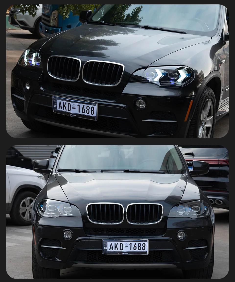For the 2007-2013 BMW X5 headlight assembly E70 modifying LED  daytime running lights and LED turn signals