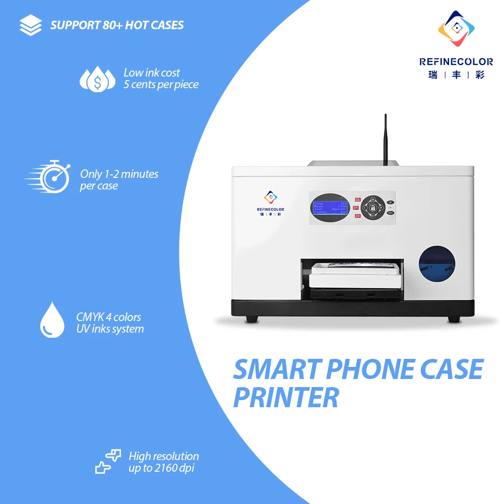 Refinecolor desktop smartphone case printer Epson F1080 nozzle with Touch all-in-one machine online DIY printing Various pattern