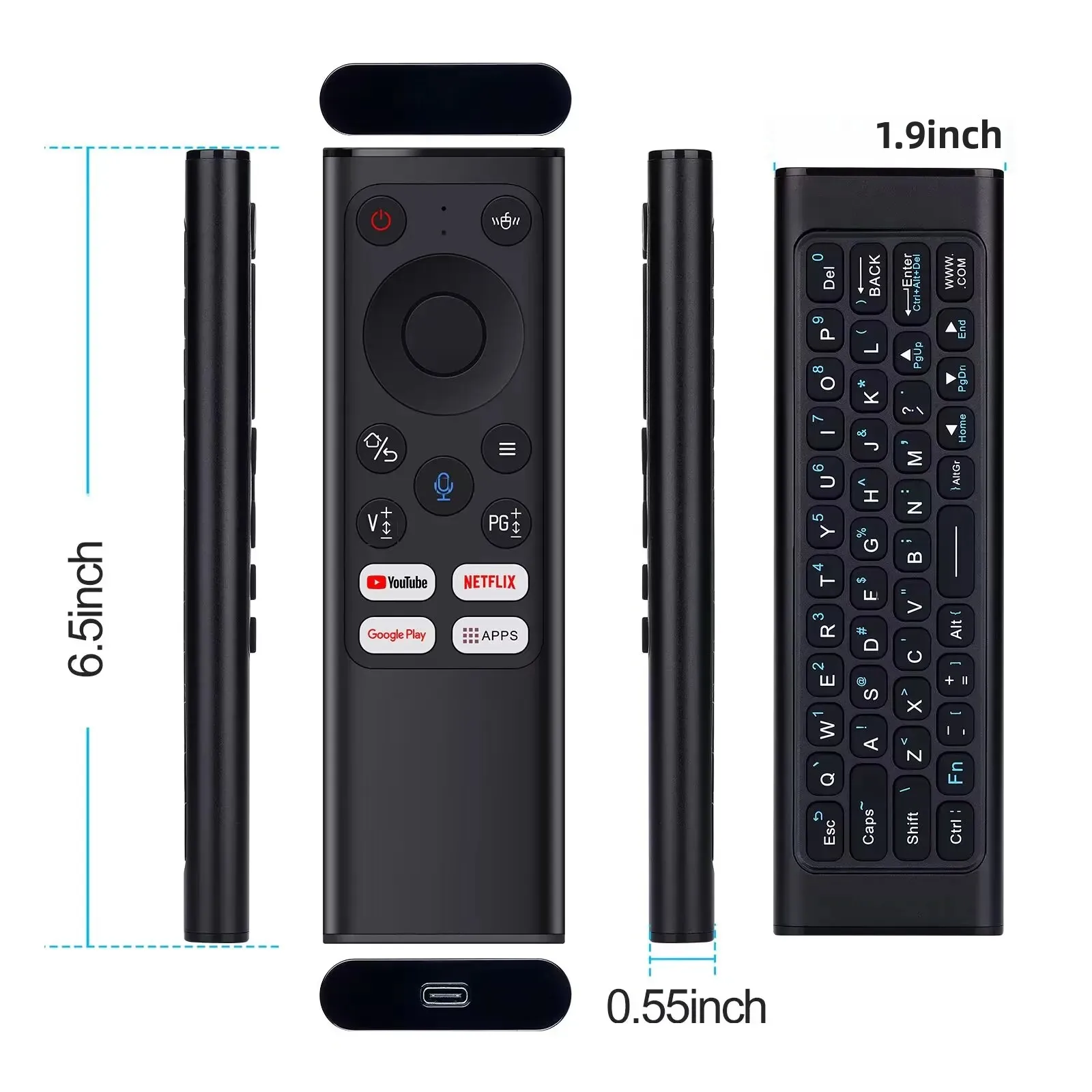 IPazzPort Universal TV Remote Mini Keyboard Wireless Combo with Voice Air Mouse, IR Learning Controller for Android TV Box, HTPC