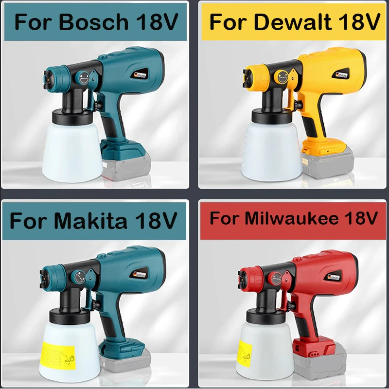 800ML Electric Spray Gun Cordless Paint Sprayer Furniture Steel Coating Airbrush For Makita/Dewalt/Milwaukee/Bosch 18V Battery