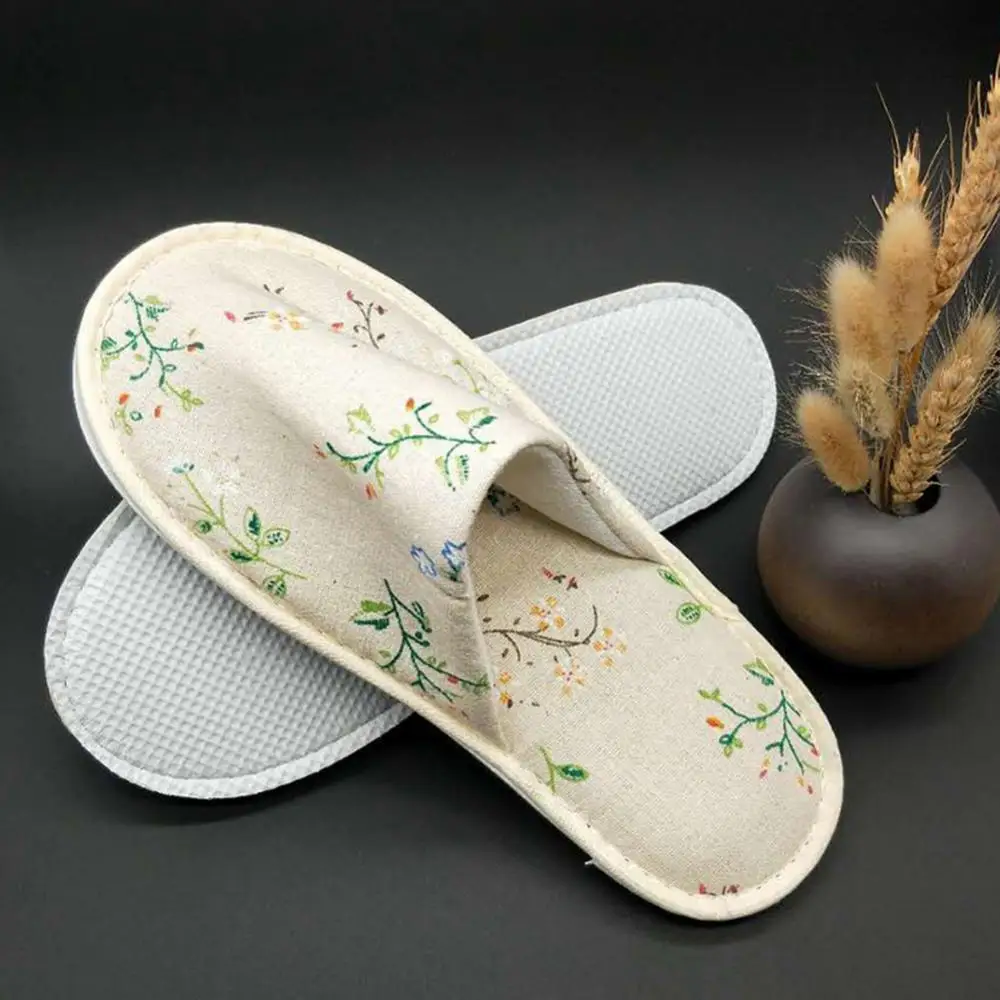 Slippers Shoes Closed Toe Portable Disposable Tree Leaf Print Hotel Travel SPA Shoes