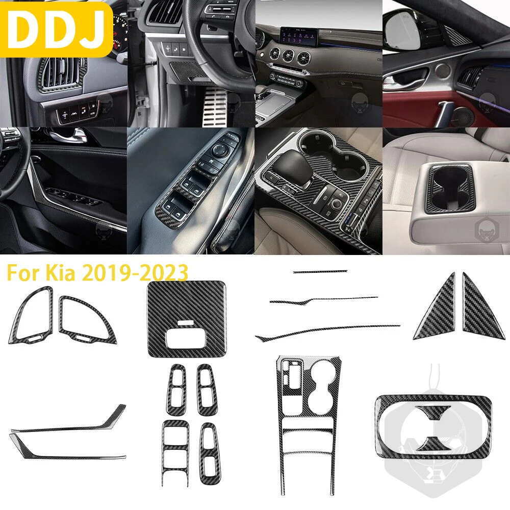 

20Pcs Real Carbon Fiber Full Interior Kit Cover Trim For Kia Stinger 2018 2019 2020 2021 2022 2023 Accessories