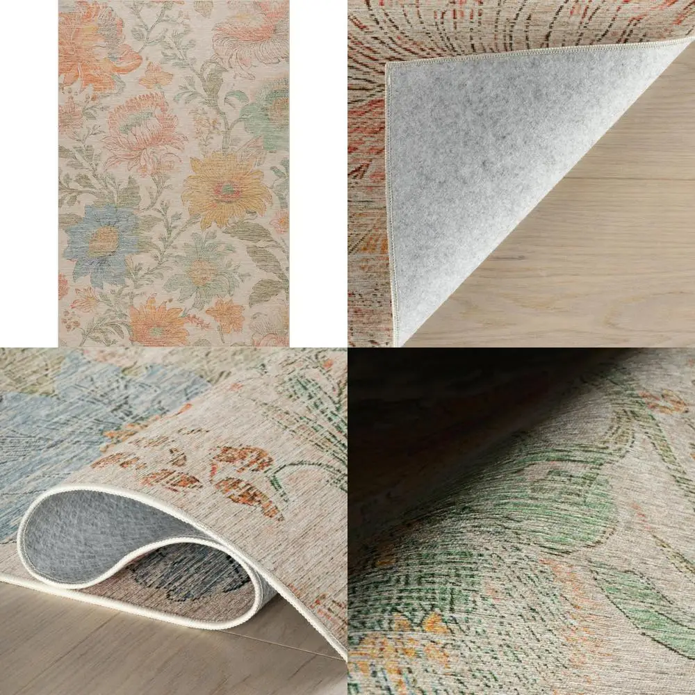 

Multicolored Floral Pattern Zell Machine Washable Rug, 3x5 Feet, Durable and Stylish for Home Decor