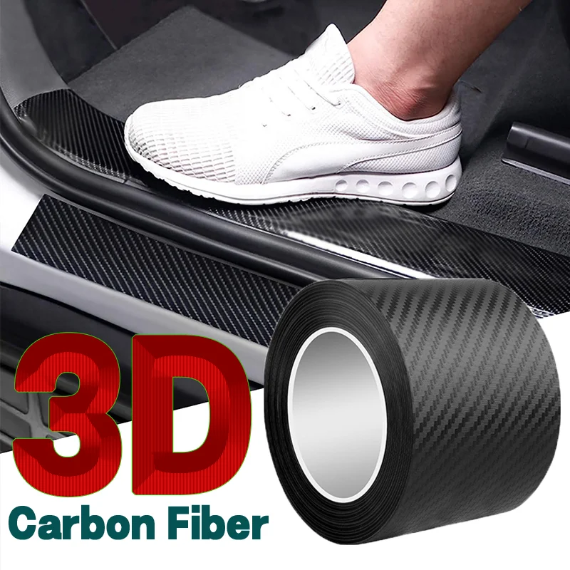 3D Carbon Fiber Car Door Sill Protector Strip – Car Anti Scratch Tape for Auto Side Edge DIY Paste Protector