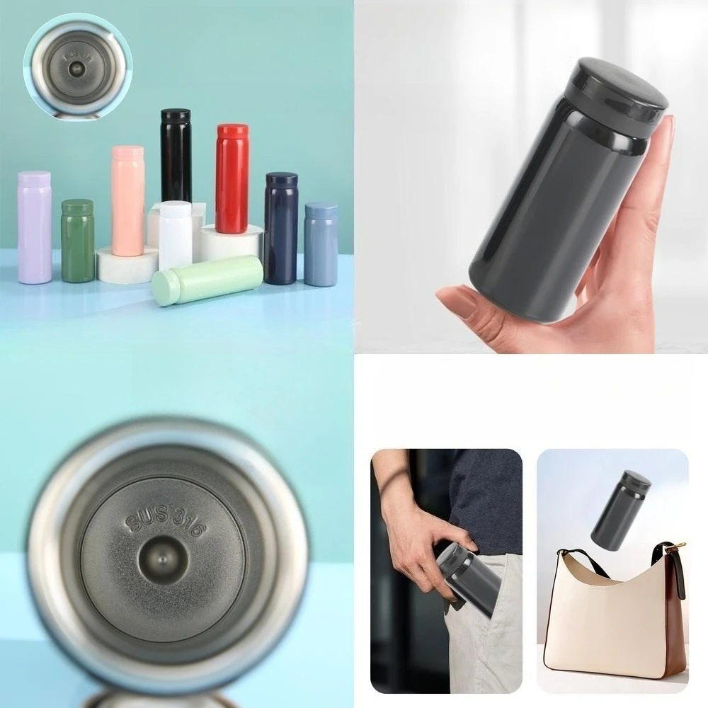 

200/300ml Fashionable 316 Stainless Steel Vacuum Cup Portable Mini Pocket Cup Lightweight Small Capacity Travel Water Bottle