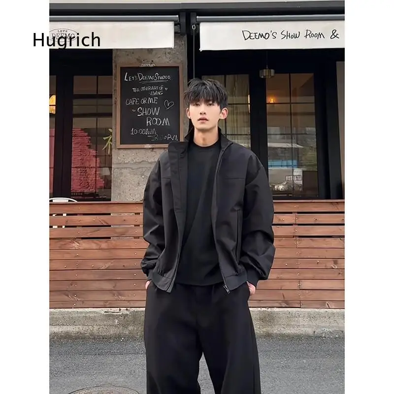 Three Proof Workwear Flight Jacket Men Spring Autumn Stand Collar Outdoor Baseball Coat Work Style Windbreaker Trendy Top For D