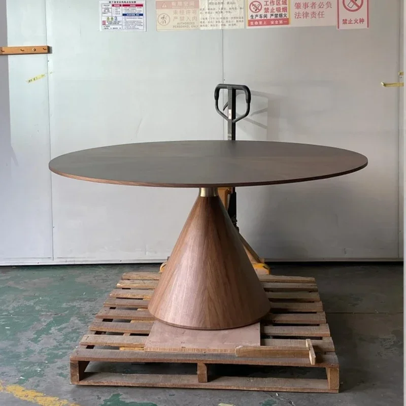 walnut oval flying saucer round table living room minimalist villa solid wood round table