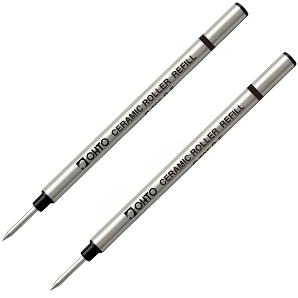 حزمة من 2 - قلم حبر جاف من السيراميك Ohto C-305 عبوات مائية، نقطة دقيقة للجسم المعدني 0.5 مم، آلية غير جافة