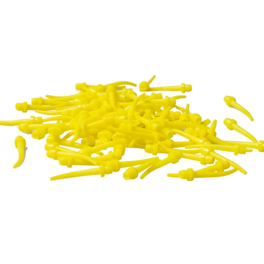 100 Pcs Dental Impression Mixing Tips Disposable Intra Oral Syringe Yellow Dispenser Conveying Gun Nozzles Odontologia Lab