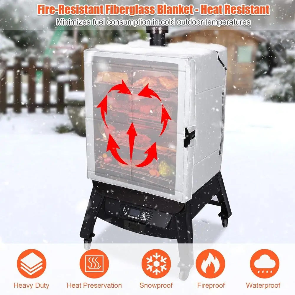 Pit Boss 77550 Insulated BBQ Cover - Winter Pellet Smoker Heat Preservation Blanket, Energy-Saving Accessory