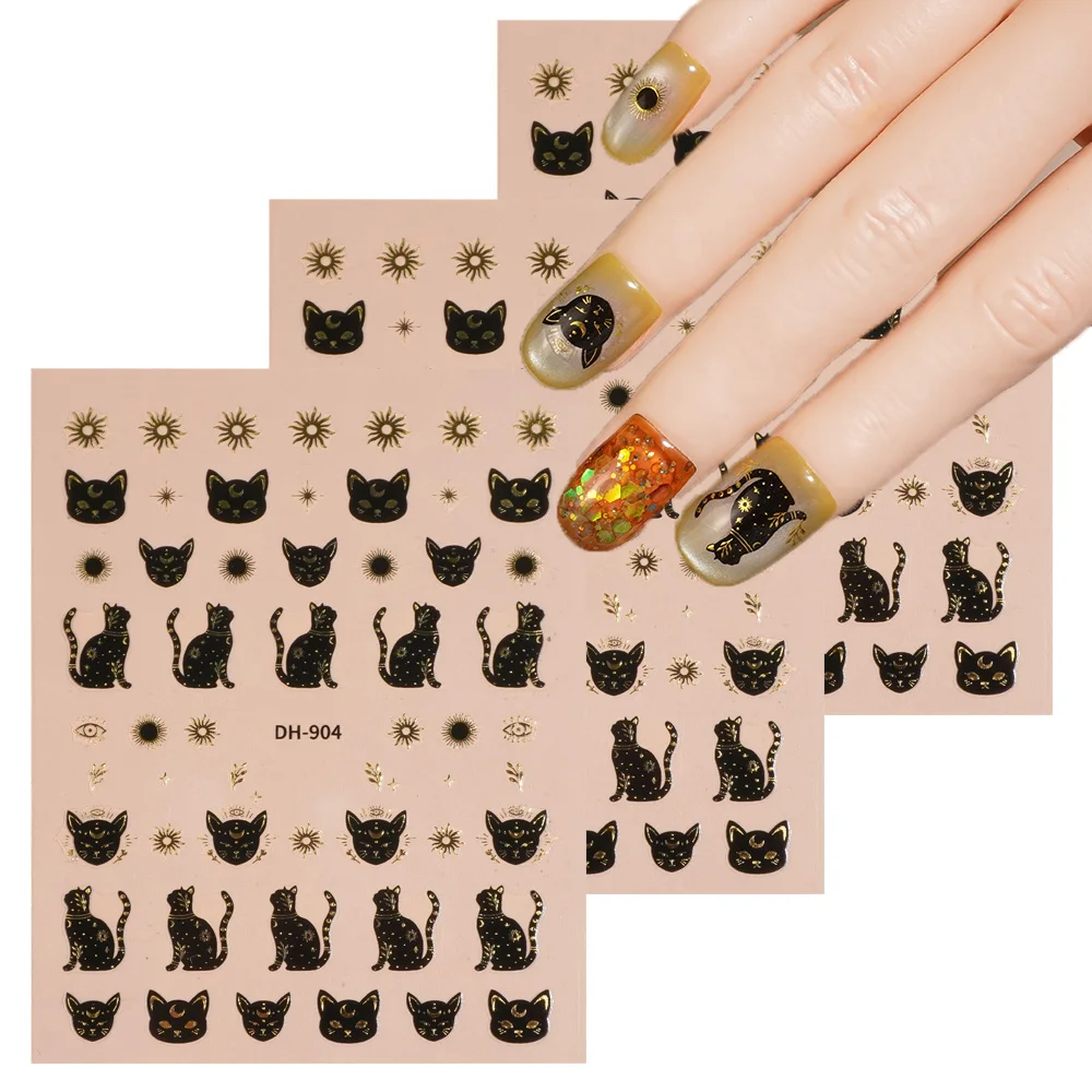

1/5/10pcs 3D Flat Cat Star Moon Nail Stickers Mysterious Retro Nail Art Decoration Stickers Women DIY Manicure Decoration Decals