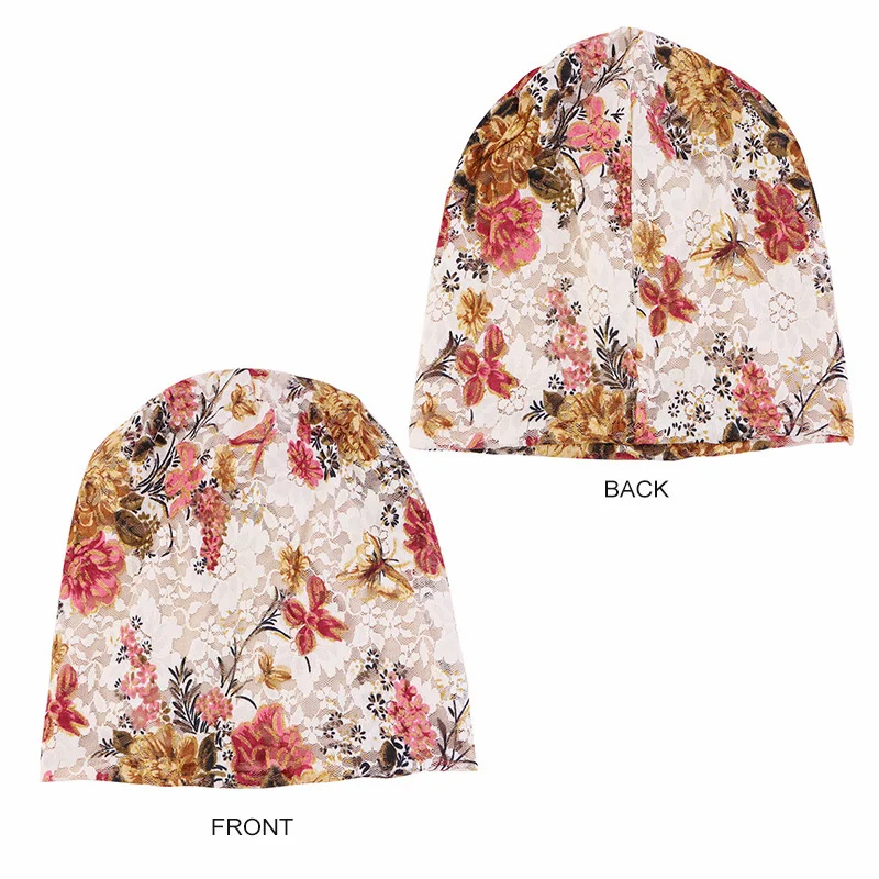 Frühlings- & Sommer-Spitzen-Mesh-Doppelschicht-Atmungsaktive Leichte Bedruckte Pullover-Mütze Skullies & Beanies – Detail 4