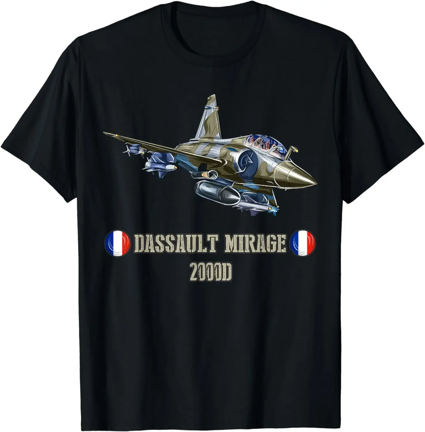 

France Mtototary Jet Fighter Dassault Mirage 2000D Men T-Shirt Short Sleeve Casual 100% Cotton TShirt