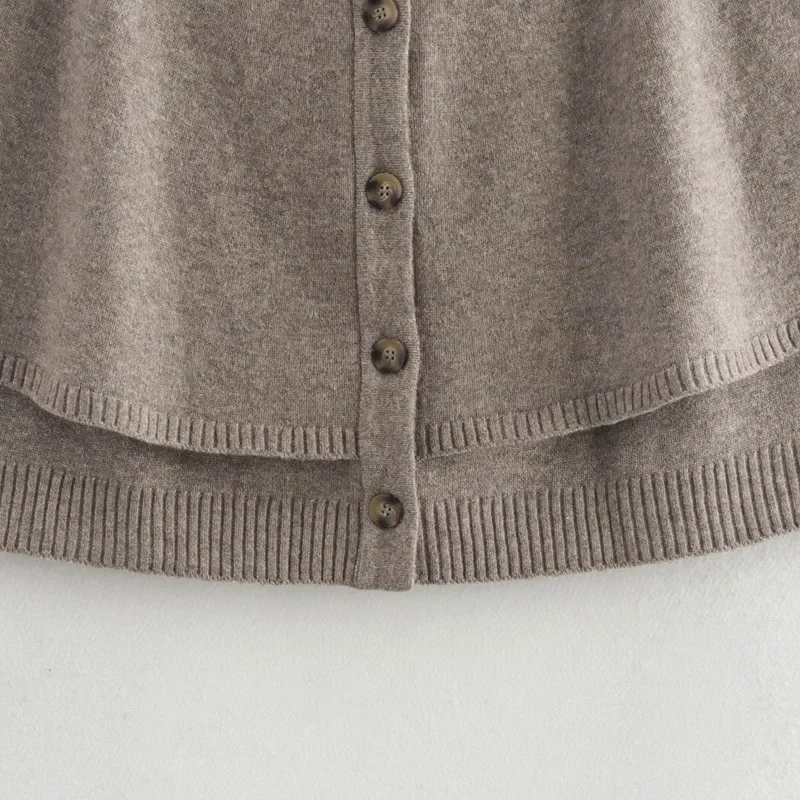 TRAF Everak-Cardigan en Tricot pour Femme, Pull Court à Manches sulf, Haut Décontracté, Nouvelle Collection Automne