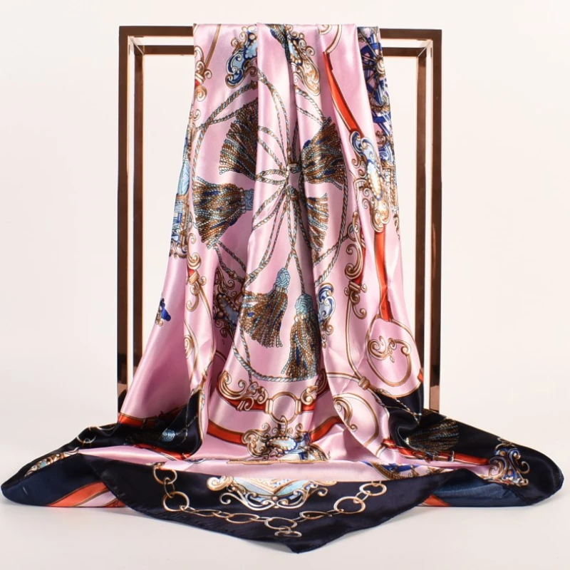 

Spring Autumn New Printing Fashion Carriage Chain Printing Colored Ding 90 Square Scarf Women's Scarf Silk Scarf Modal Hijab