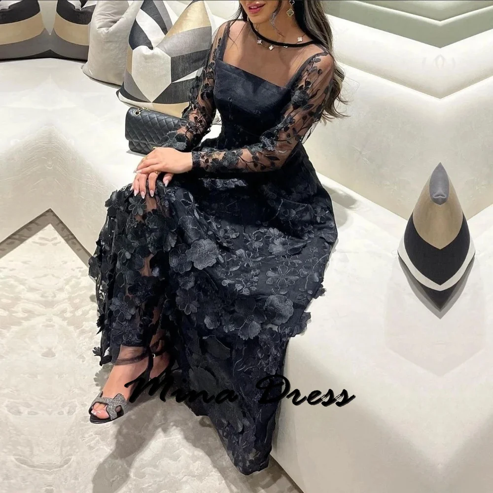 Mina Prom Evening Dresses Woman Elegant Luxury Evening Dress 2024 Embroidered Elegant Dresses for Women Gala Party Translucent