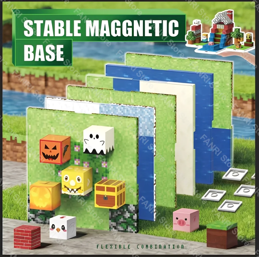Magnetische bodemplaat Verscheidenheid grondplaten Match magnetische bouwstenen Speelgoed Mijnwereld Pixelstijl voor jongens en meisjes Kinderen Beste speelgoed