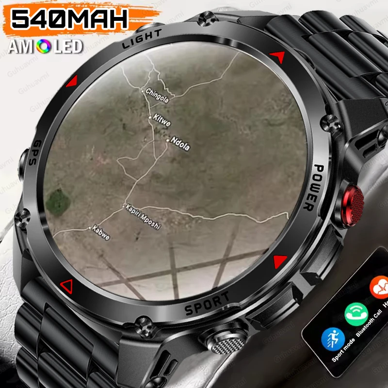 

NEW Outdoor Sports GPS Smart Bracelet 3ATM Waterproof 1.46"AMOLED Screen Heart Rate LED Flashlight Sports Smart Watches Man 2026