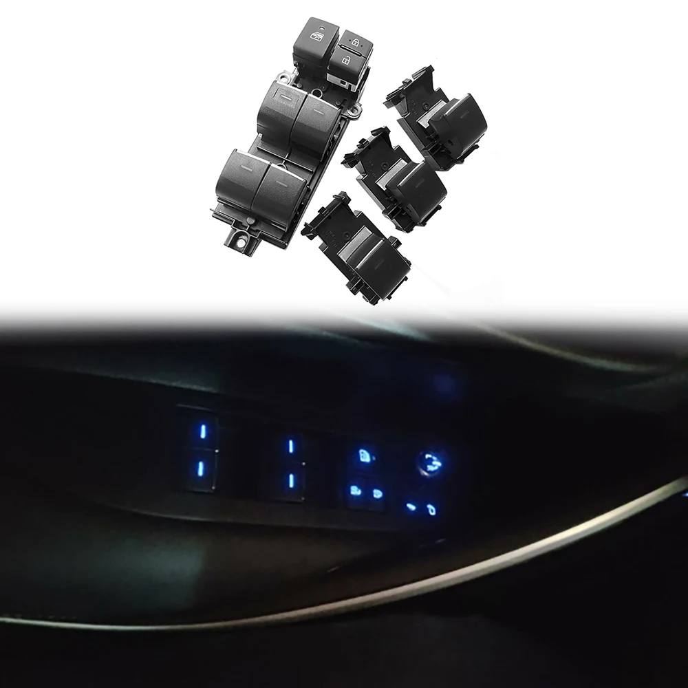 

1Set Blue LED Power Window Lifter Switch Button With Cable For Toyota RAV4 RAV 4 2019 2020 LHD Backlight Upgrade