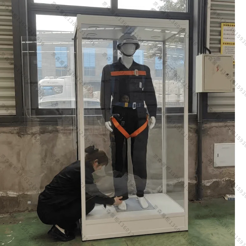 Modelo de roupas armário de exibição vestido de casamento janela de vidro roupas étnicas armário de exposição transparente estátua cabine de exposição