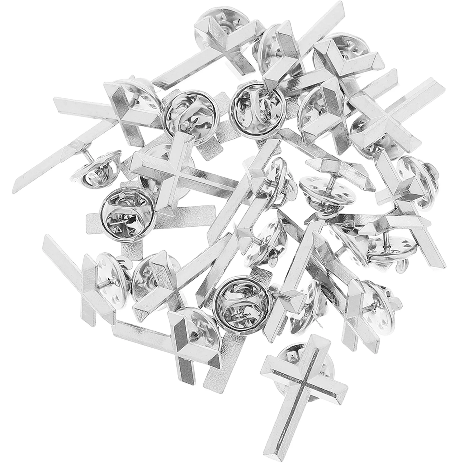 

24pcs Cross Lapel Pin Religious Brooch Zinc Alloy Durable Craft DIY Accessories Suit Boutonniere Pins Corsage Jewelry Faith