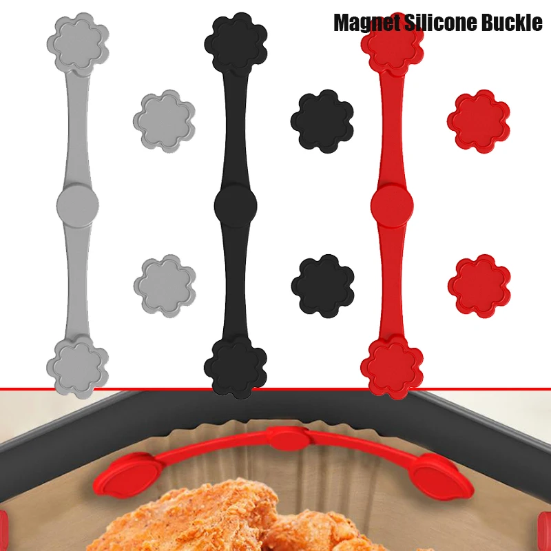 1 مجموعة مقلاة الهواء المغناطيس سيليكون مشبك لعقد الهواء المقلاة الهوائية ورق زبدة قفل المتاح بطانات منع ورقة حرق #1