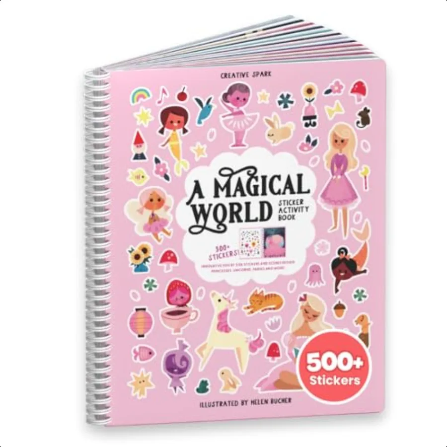 

Princ Sticker Book Activity for A Magical World by Toddler Airplane Travel entials 500+ Stickers for 12 Scenes + Coloring Book