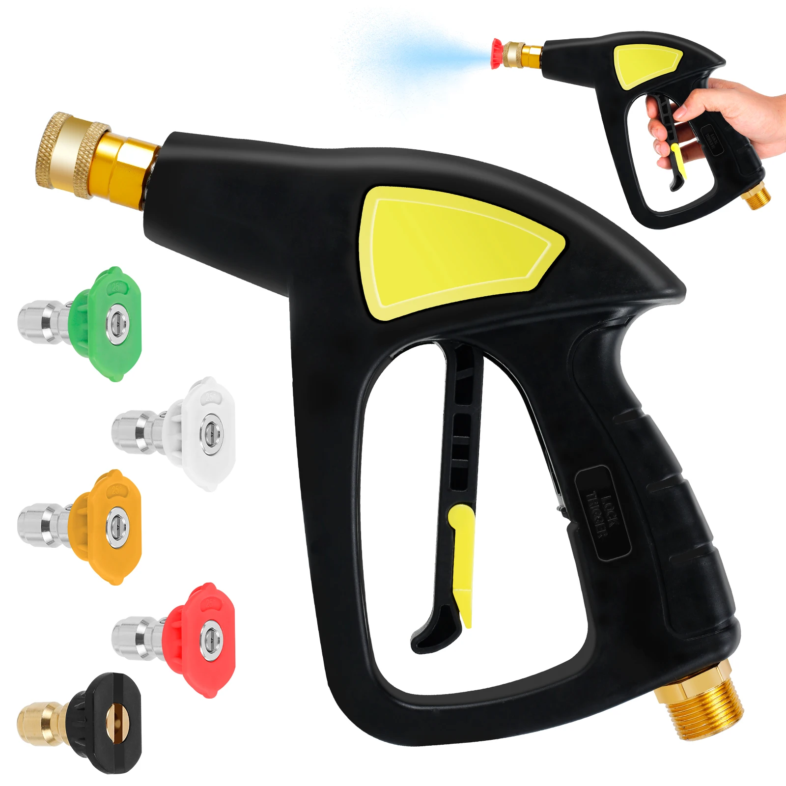 High Pressure Household Cleaning Machine 5000 PSI Hose Connector Sprayer Foam Sprayer Water Gun Tool for Car Home Cleaning