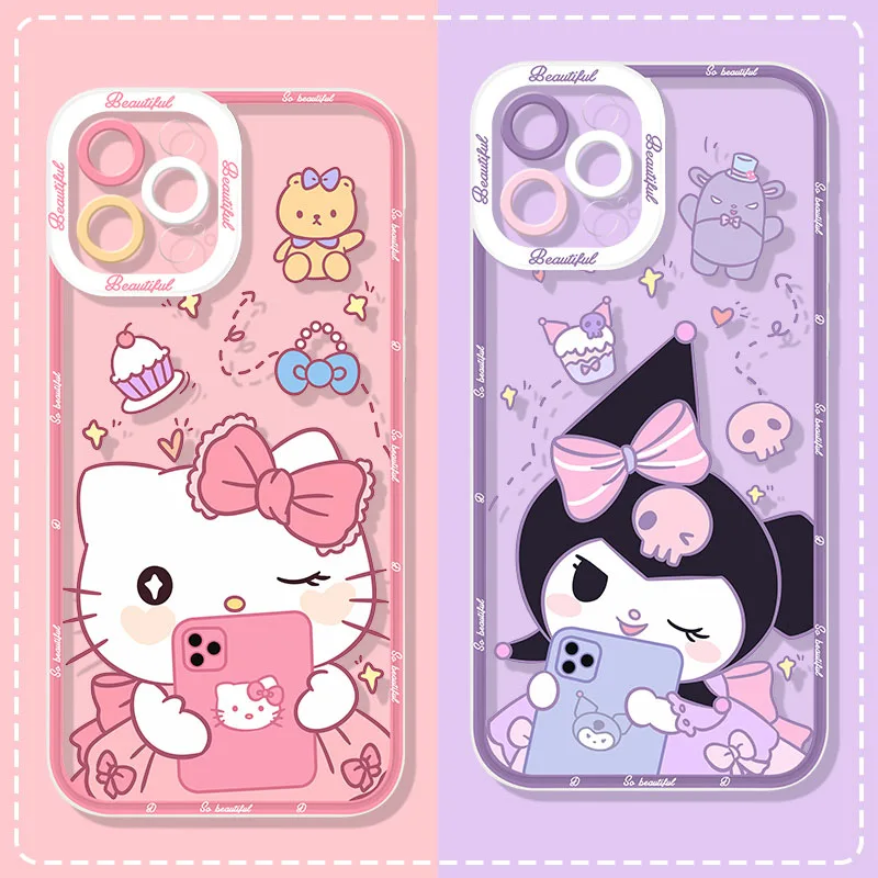 Sanrio HelloKitty Rabbit Case For Xiaomi Redmi Note 12 4G 5G Turbo 11 Pro Plus 12S 11S 10S 9S 10 8 7 6 9 10C K60 K60E Soft Cover