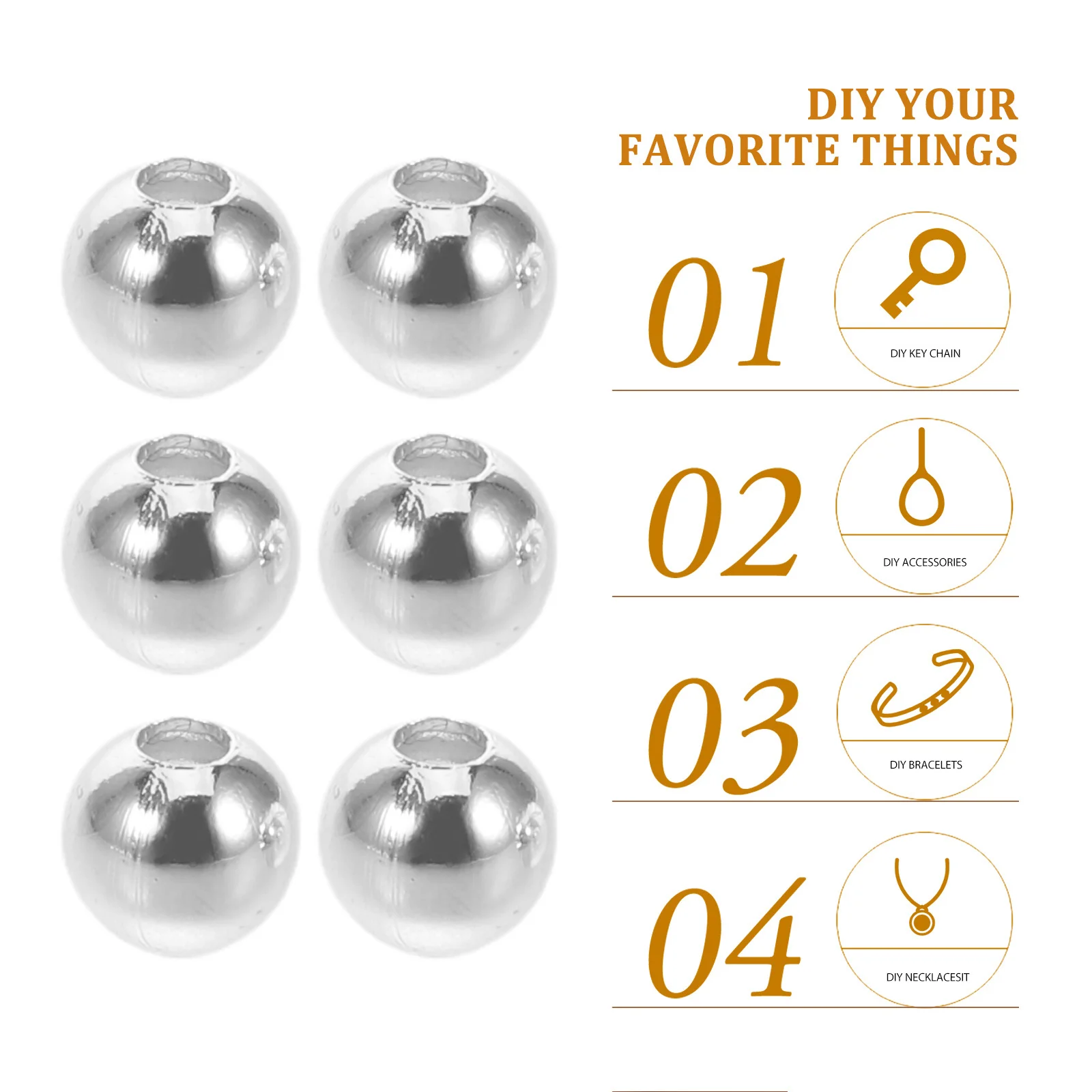 

100Pcs Silver Round Metal Loose Spacer Beads Smooth Connector DIY Jewelry Accessories for Crafting Bracelets Necklaces Earrings