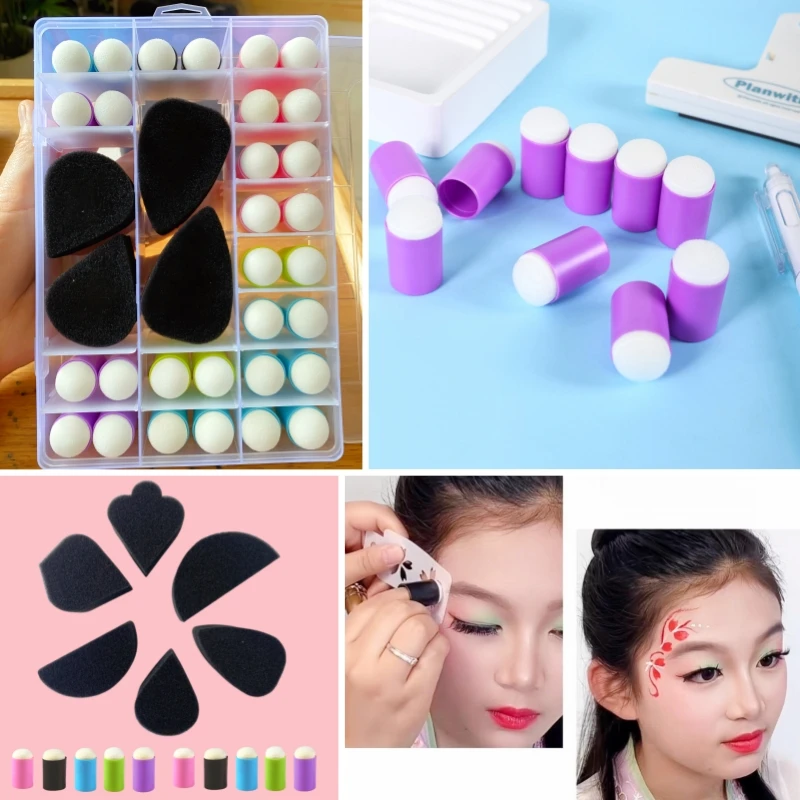 

Body Painting Ink Pad Blending Tool for Coloring DIY Sponge Fingers 5-Color Selection Sponge Box Set