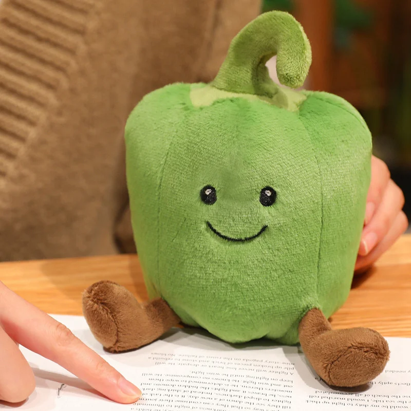 15cm cor pimenta travesseiro de pelúcia comida de pelúcia plushie amarelo verde vermelho almofada rosto sorridente com pernas decoração presente
