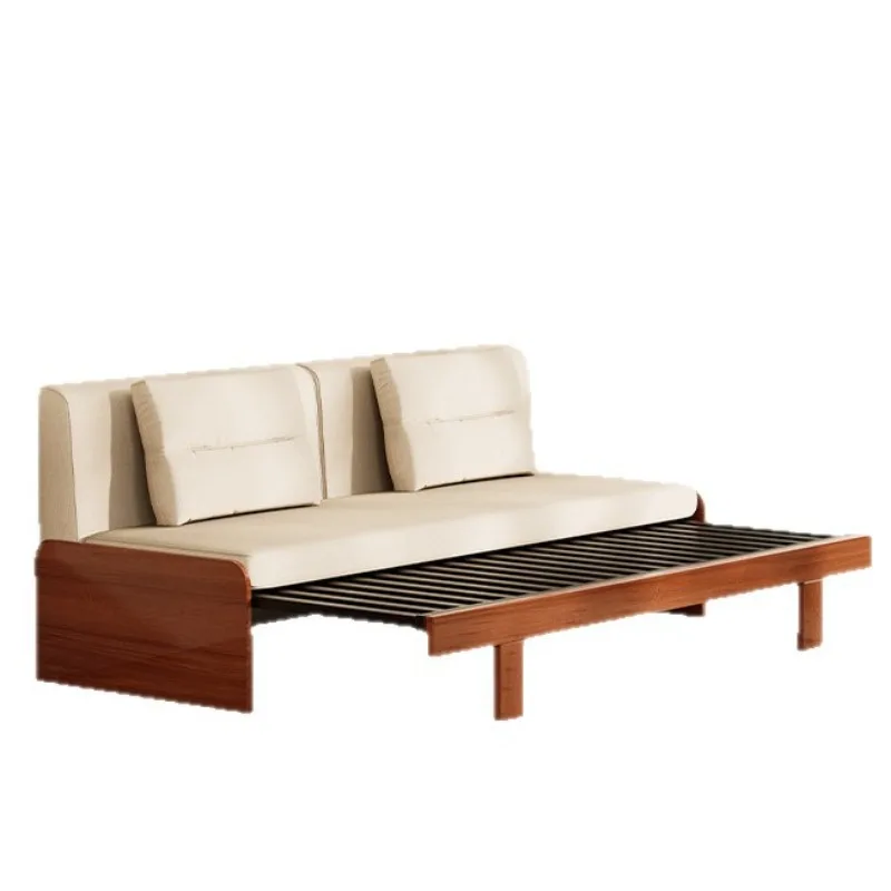 

Japanese-style solid wood sofa bed folding dual-purpose small apartment living room sofa bed