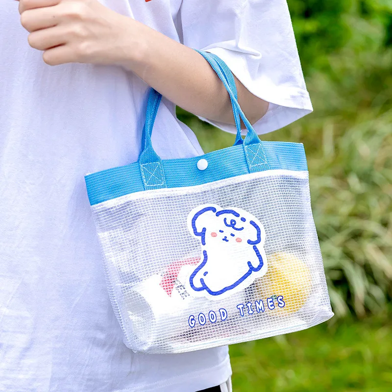 Cute Ffrosted Bear Transparent Jelly Wash Bag, Swimming Daily Necessities, Clothing Cosmetics, PVC Waterproof Storage Bag，1pcs