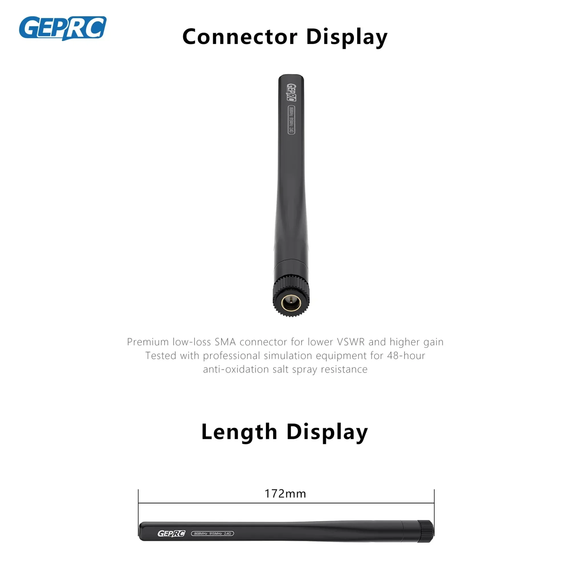 

GEPRC 868MHz/915MHz/2.4GHz Tri-Band Stick Antenna - High Frequency Long Range for FPV DIY RC Quadcopter Freestyle Drone Parts Ac