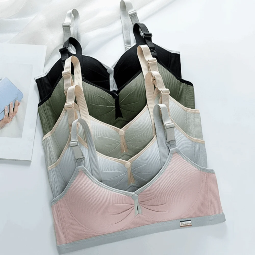 Pure Cotton Double Button Breastfeeding Bra Soft Comfortable Seamless Breathable Maternity Bra No Underwire Anti Sagging