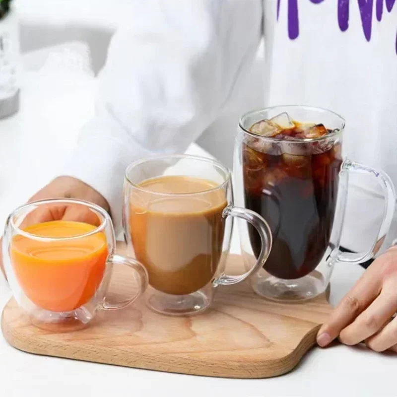 150-450ml Transparent Coffee Cup Double Wall High Borosilicate Glass Milk Water Cup Household Insulated Juice Espresso Cup