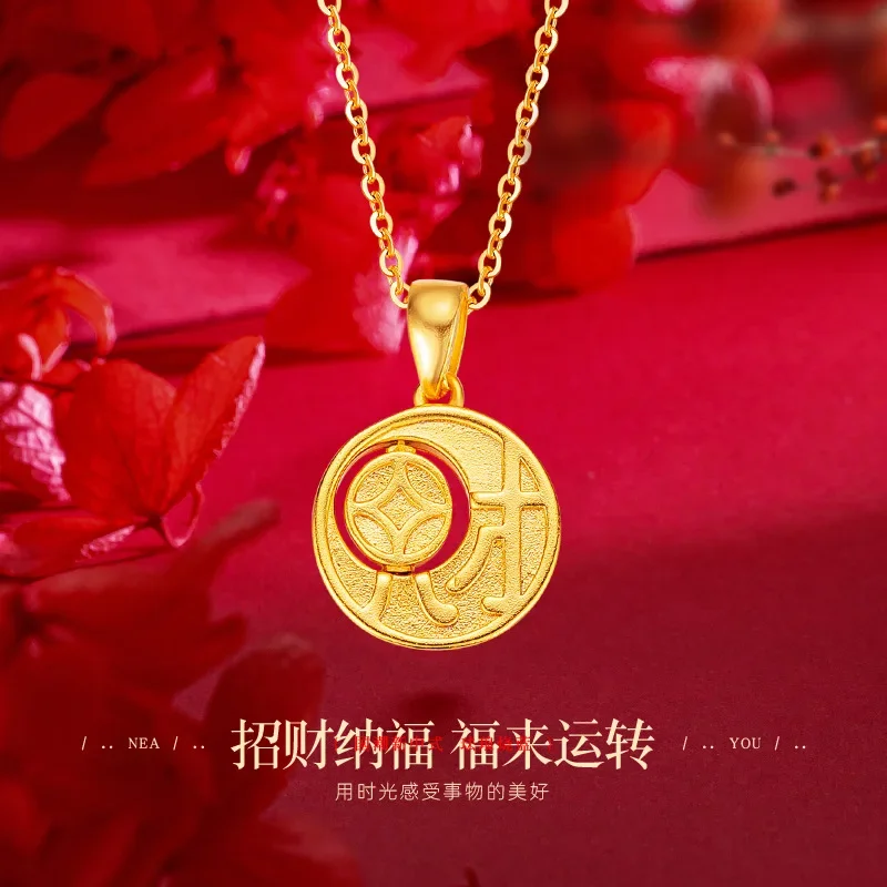 

9999 Real Gold 24K Fortune generates wealth. Fortune comes to run. Pendant can be rotated. Fortune character pendant necklace.